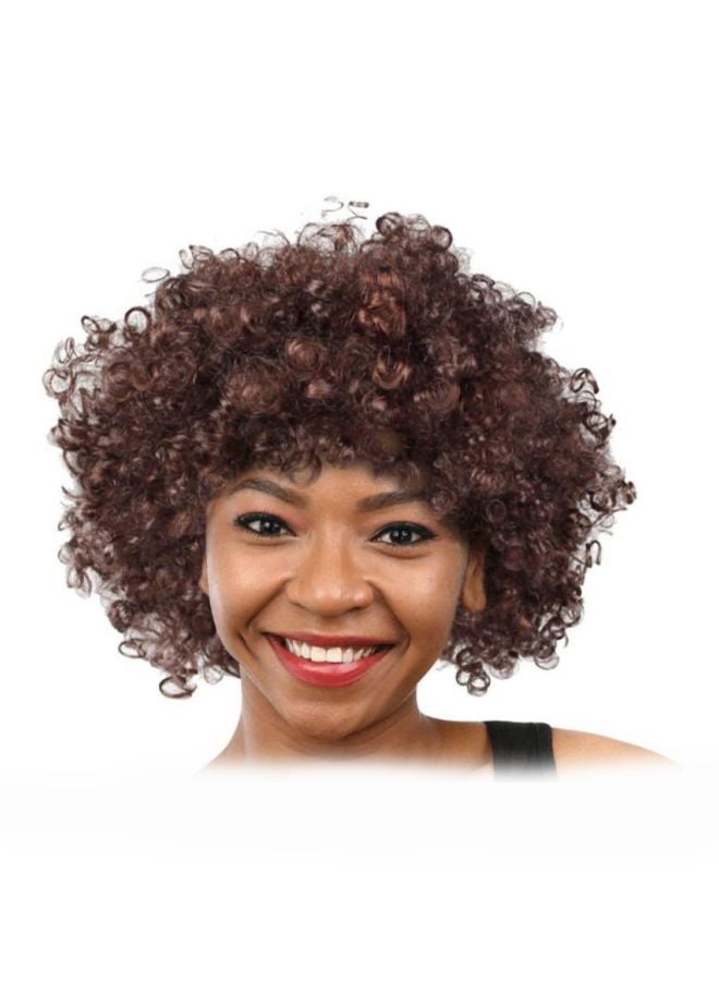 Voberry Party Disco Funny Afro Clown Masquerade Hair Wig Brown 25x16x5cm - Image 2