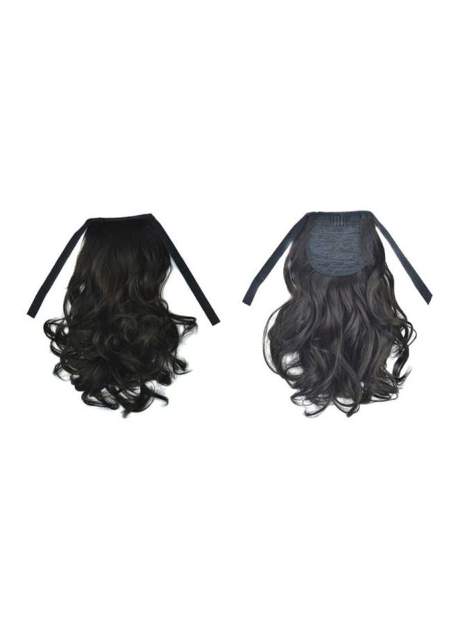 Voberry Ribbon Wavy Curly Short Ponytail Horsetail Wig Black 20x20x3centimeter