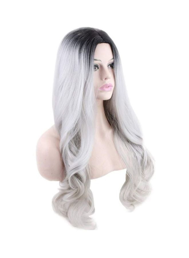 Voberry Long Curly Synthetic Wig Grey 20x20x3cm - Image 3