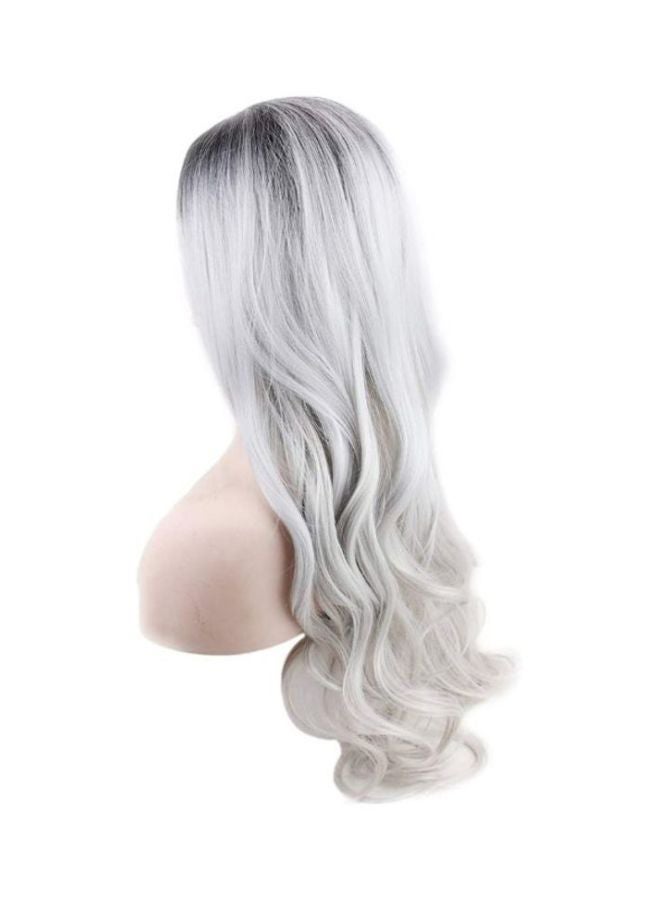 Voberry Long Curly Synthetic Wig Grey 20x20x3cm - Image 4