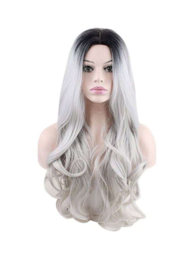 Voberry Long Curly Synthetic Wig Grey 20x20x3cm - Image 1