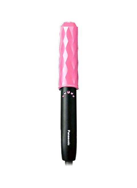 Hair Straightener Curler, Smooth Sliding Ceramic Plate, Compact Portable, Styling On The Go, Eh-Hv11 Black/Pink 23.5cm