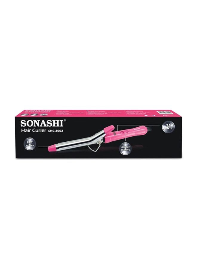 SONASHI - Hair Curler For All Hair Types Temperature Setting Of 200 Degree With ONOFF Switch And 360 degree swivel cord Hanging Loop SHC-3002 Pink/Silver - Image 1