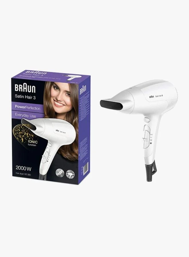 BRAUN Satin Hair 3 PowerPerfection Dryer HD380 2000W White