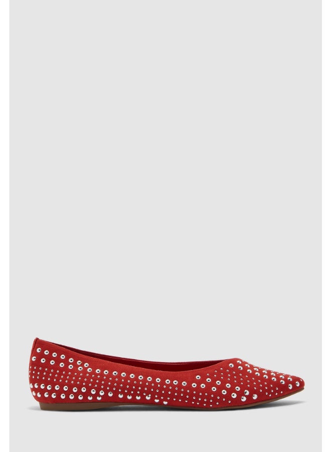 STEVE MADDEN - Comfortable And Stylish Ease Ballerina Red/Silver - Image 1