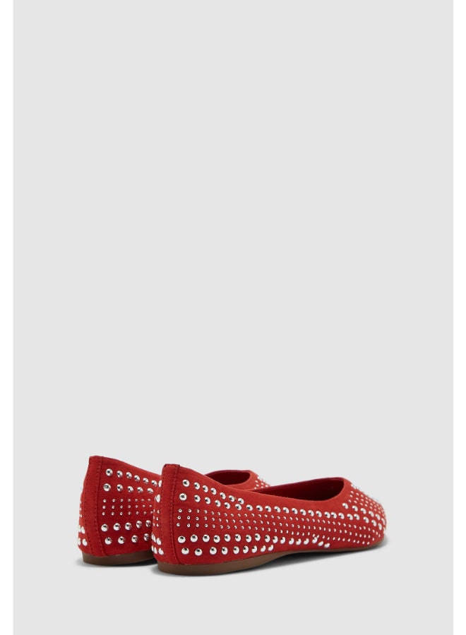 STEVE MADDEN - Comfortable And Stylish Ease Ballerina Red/Silver - Image 1