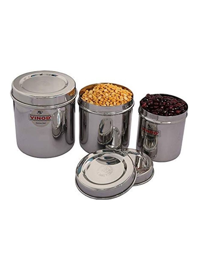 Vinod 3-Piece Stainless Steel Storage Container With Lid Silver 450ml  - Image 1