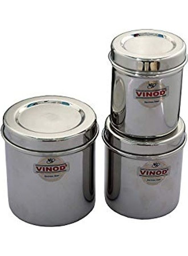 Vinod 3-Piece Stainless Steel Storage Container With Lid Silver 450ml  - Image 2
