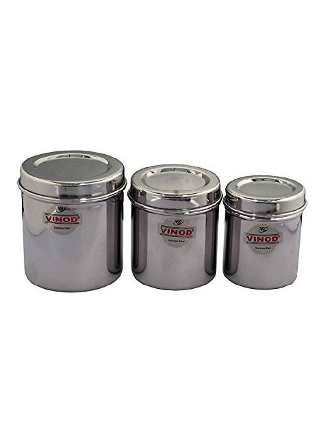 Vinod 3-Piece Stainless Steel Storage Container With Lid Silver 450ml  - Image 3
