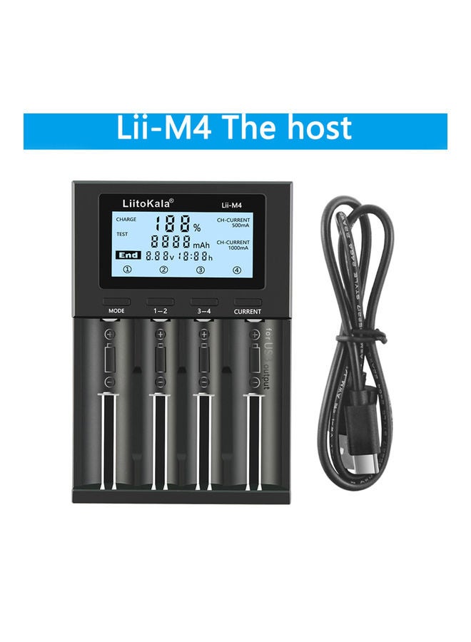 LiitoKala 4-Slot Battery Charger with Cable Black  - Image 2