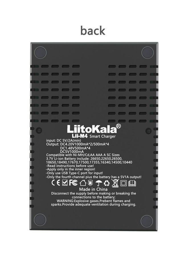 LiitoKala 4-Slot Battery Charger with Cable Black  - Image 5