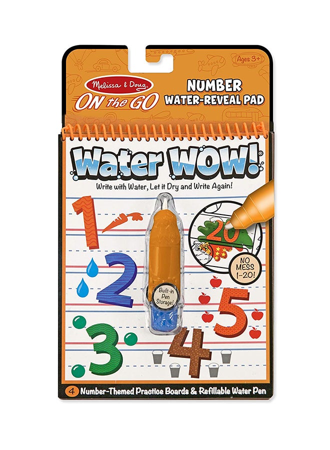 Melissa & Doug Water Wow - Numbers – Reusable Water-Reveal Activity Pad with 4 Reusable Pages & Refillable Pen – Learn Counting Mess-Free – Travel-Friendly Educational Toy – Ages 3+ MD5399 - Image 1