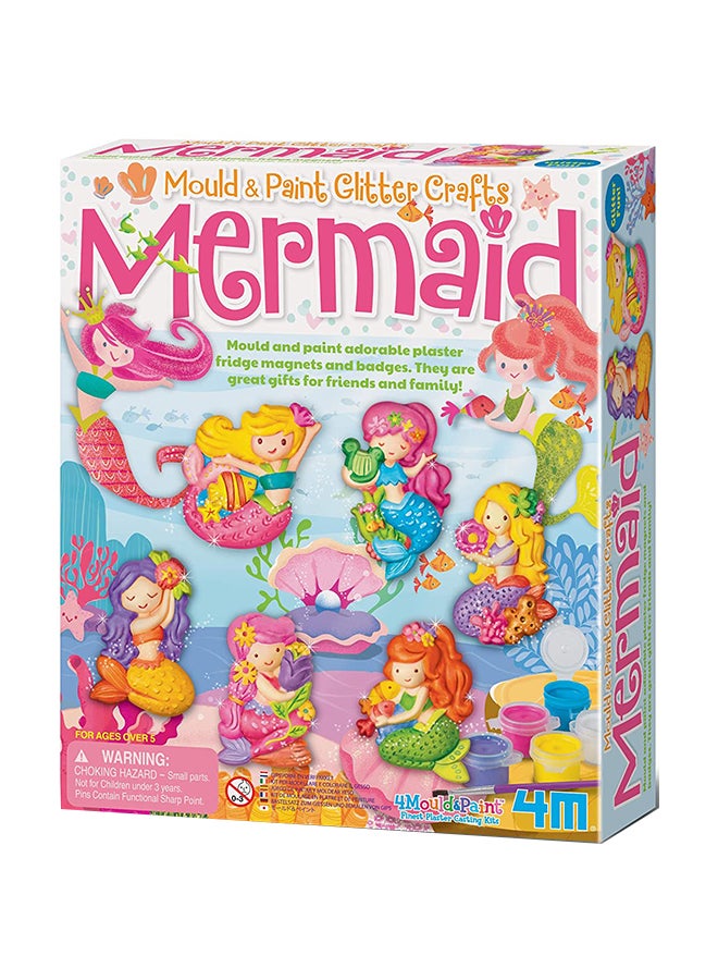 4M Glitter Mermaid Mould & Paint Kit – DIY Plaster Mermaid Figures with Glow & Glitter Paint | Create 6 Sparkly Mermaid Magnets or Badges | STEM Art Activity for Kids Ages 5+ | 2016 18.2cm - Image 1