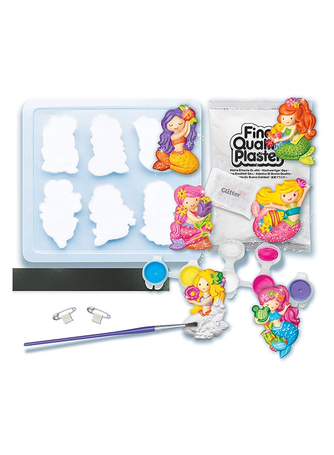 4M Glitter Mermaid Mould & Paint Kit – DIY Plaster Mermaid Figures with Glow & Glitter Paint | Create 6 Sparkly Mermaid Magnets or Badges | STEM Art Activity for Kids Ages 5+ | 2016 18.2cm - Image 4