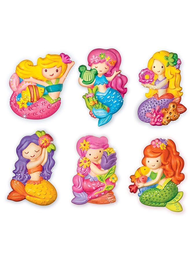 4M Glitter Mermaid Mould & Paint Kit – DIY Plaster Mermaid Figures with Glow & Glitter Paint | Create 6 Sparkly Mermaid Magnets or Badges | STEM Art Activity for Kids Ages 5+ | 2016 18.2cm - Image 3