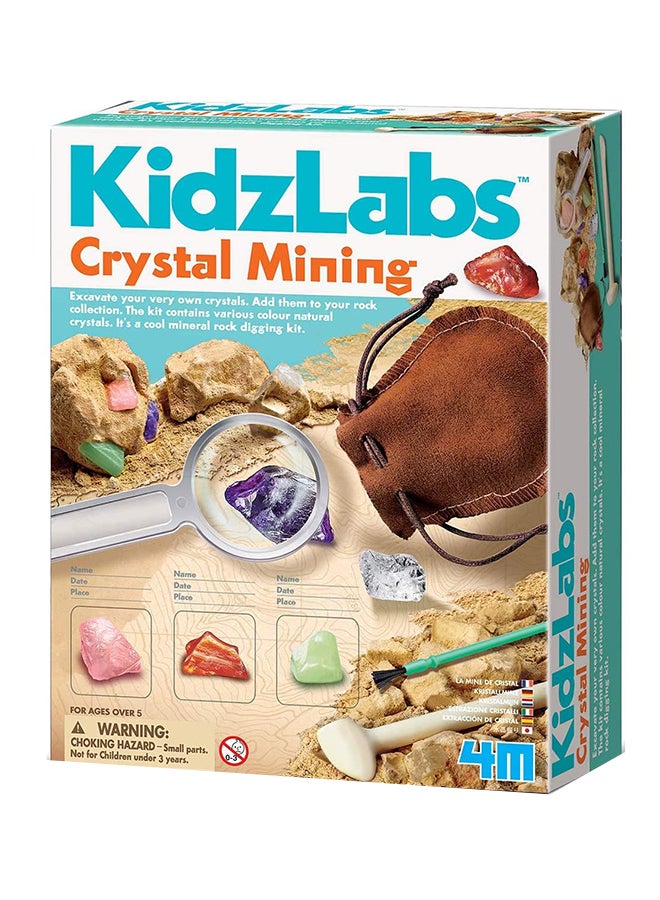 4M KidzLabs Crystal Mining Kit – Dig & Discover 8 Genuine Crystals Hidden in a Plaster Rock | STEM Geology Kit with Tools & Display Box for Kids Ages 8+ 16.7cm