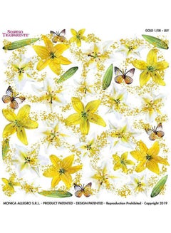 Lily Flower Printed Art Film Yellow/Green/Black