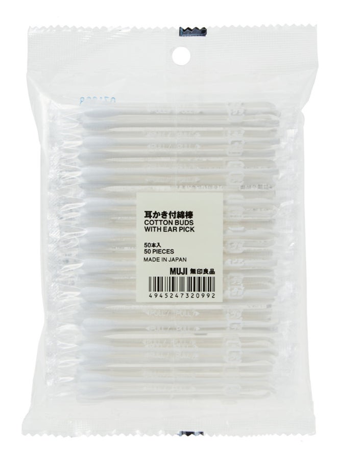 MUJI - 50-Piece Cotton Swab Set White - Image 1
