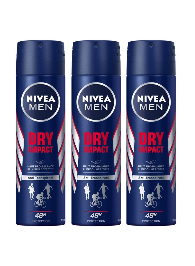 Nivea Pack Of 3 Dry Impact Deodrant 150x3ml  - Image 1