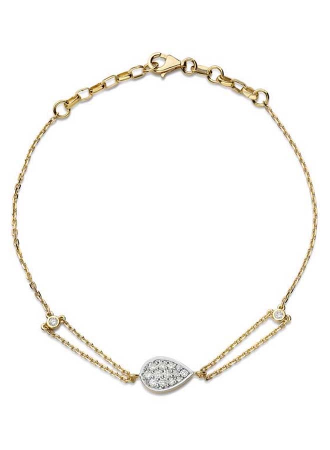 LIALI JEWELLERY 18K Gold Pear Shape Diamond Studded Bracelet 