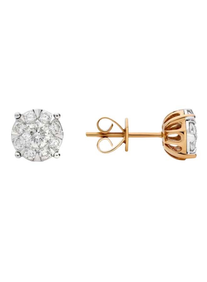 18K Gold Diamond Studded Mirage Stud Earrings 