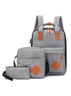 3 Piece Casual Backpack Grey