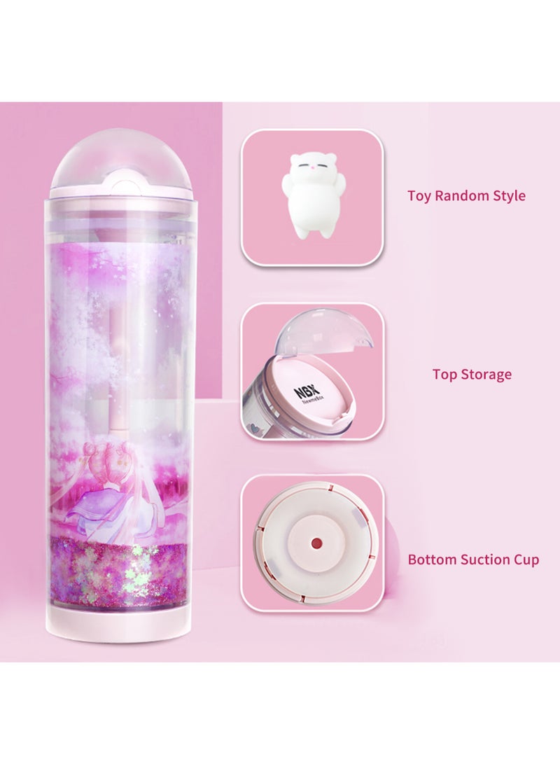 Nbx Lifting Pencil Case 360-degree Quicksand Cute Cartoon Pattern Transparent Stationery Box Standing Pencil Storage Holder Organizer Large Capacity For School Teen Boys Girls Students Multicolour - Image 5