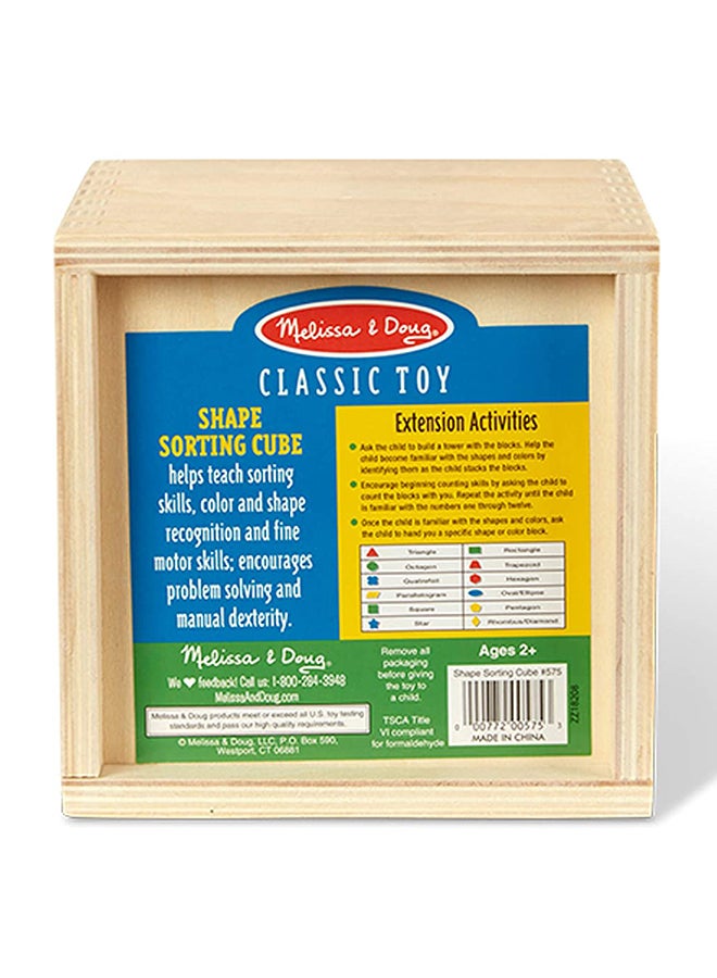 Melissa & Doug Shape Sorting Cube – Classic Wooden Toy with 12 Colorful Shapes and Matching Holes – Hands-On Shape Recognition and Fine Motor Skills Learning for Toddlers & Kids Ages 2 and Up | MD575 - Image 5