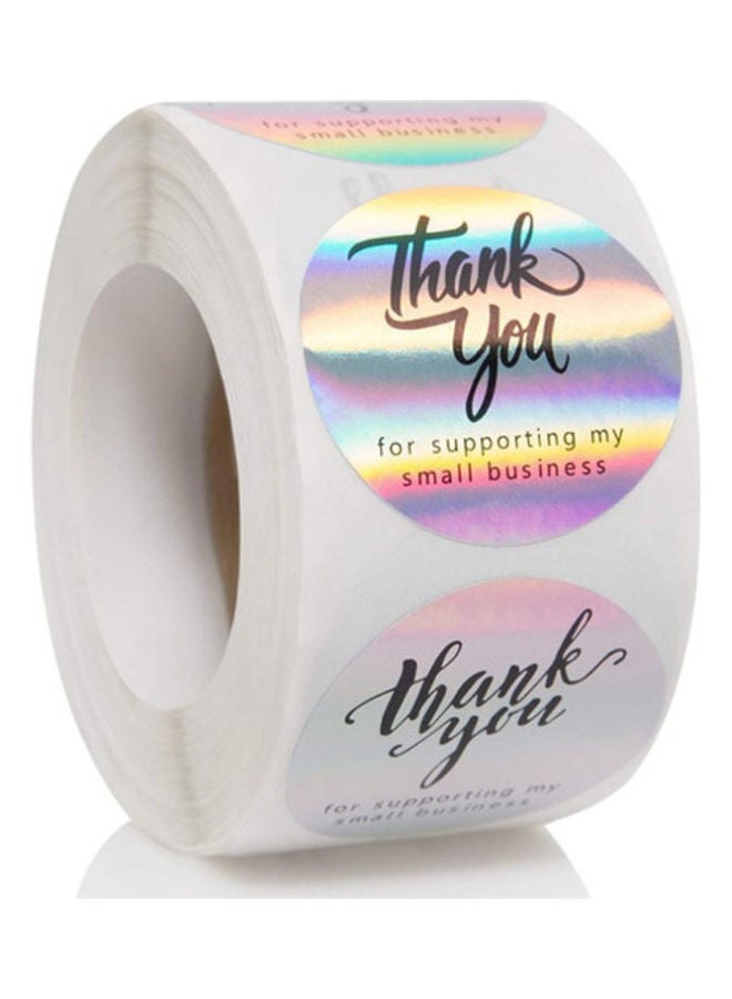 مس تيارا بكرة ملصقات بطبعة عبارة "Thank You" بشكل مستدير متعدد الألوان - Image 1
