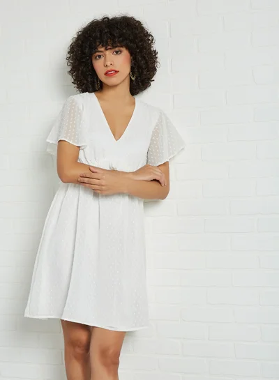 NA-KD Ruffled Trim Dress White