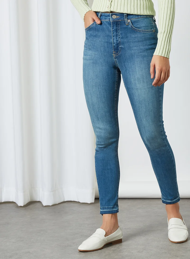NA-KD High-Waist Skinny Jeans Mid Blue