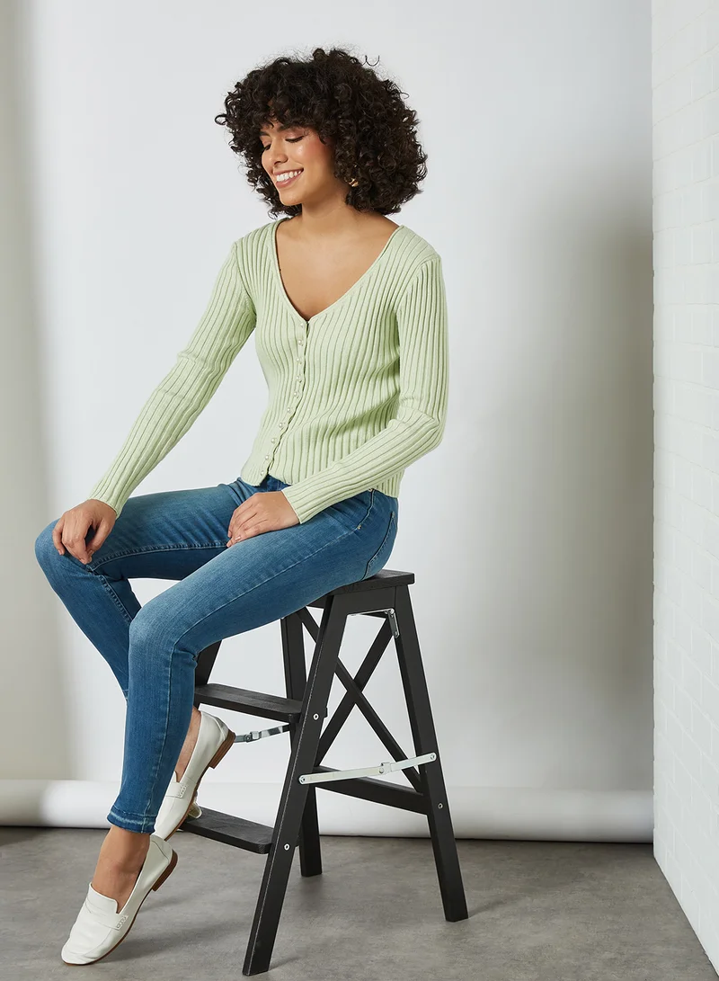 NA-KD High-Waist Skinny Jeans Mid Blue