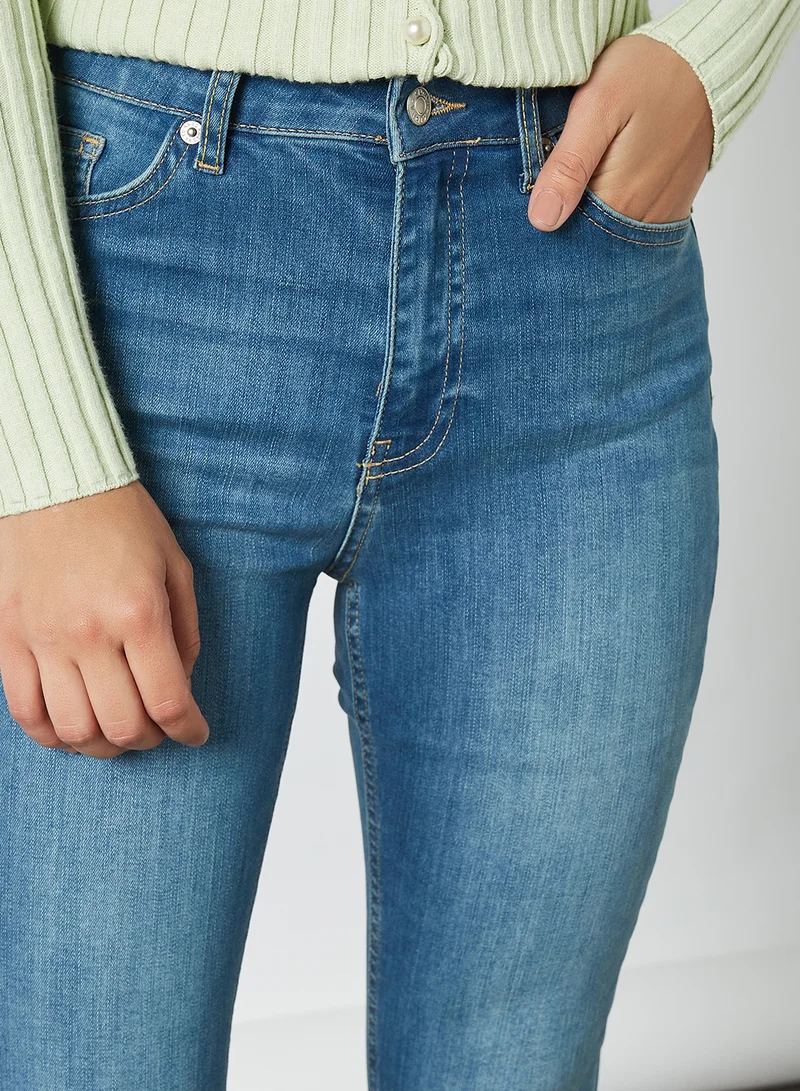 NA-KD High-Waist Skinny Jeans Mid Blue