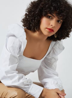 NA-KD Puff Sleeve Crop Top White  - Image 4