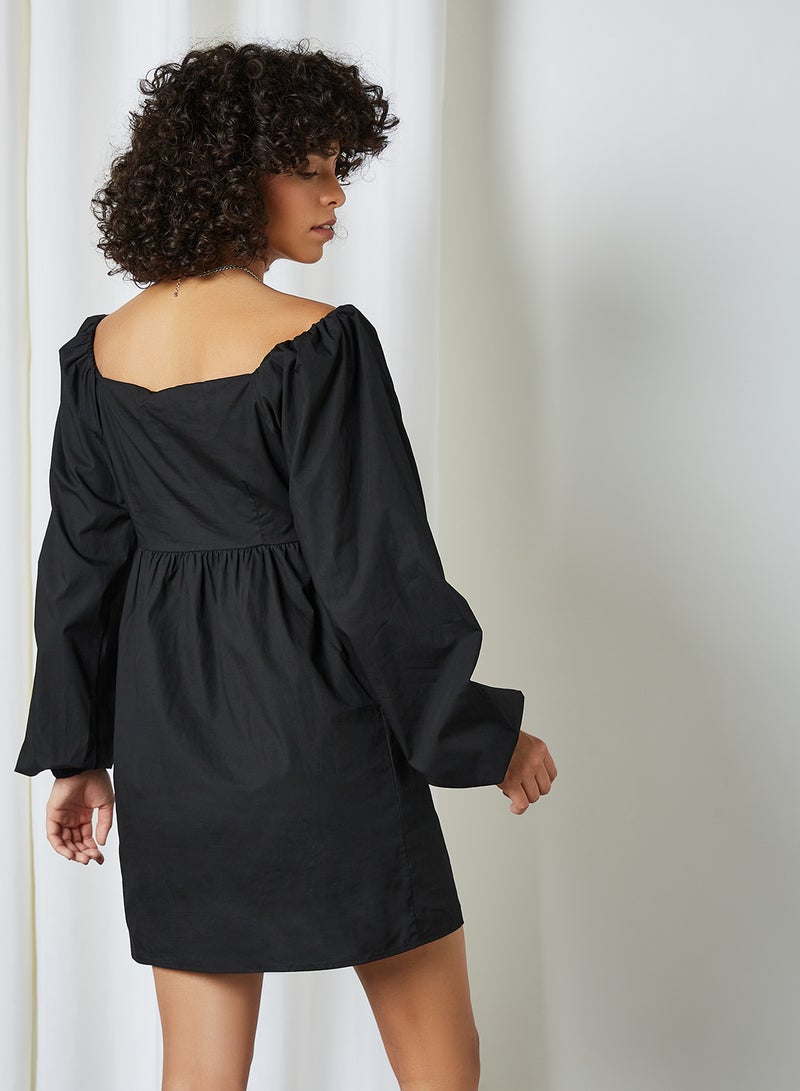 Puff Sleeve Mini Dress Black - v1616748666/N45284219V_2