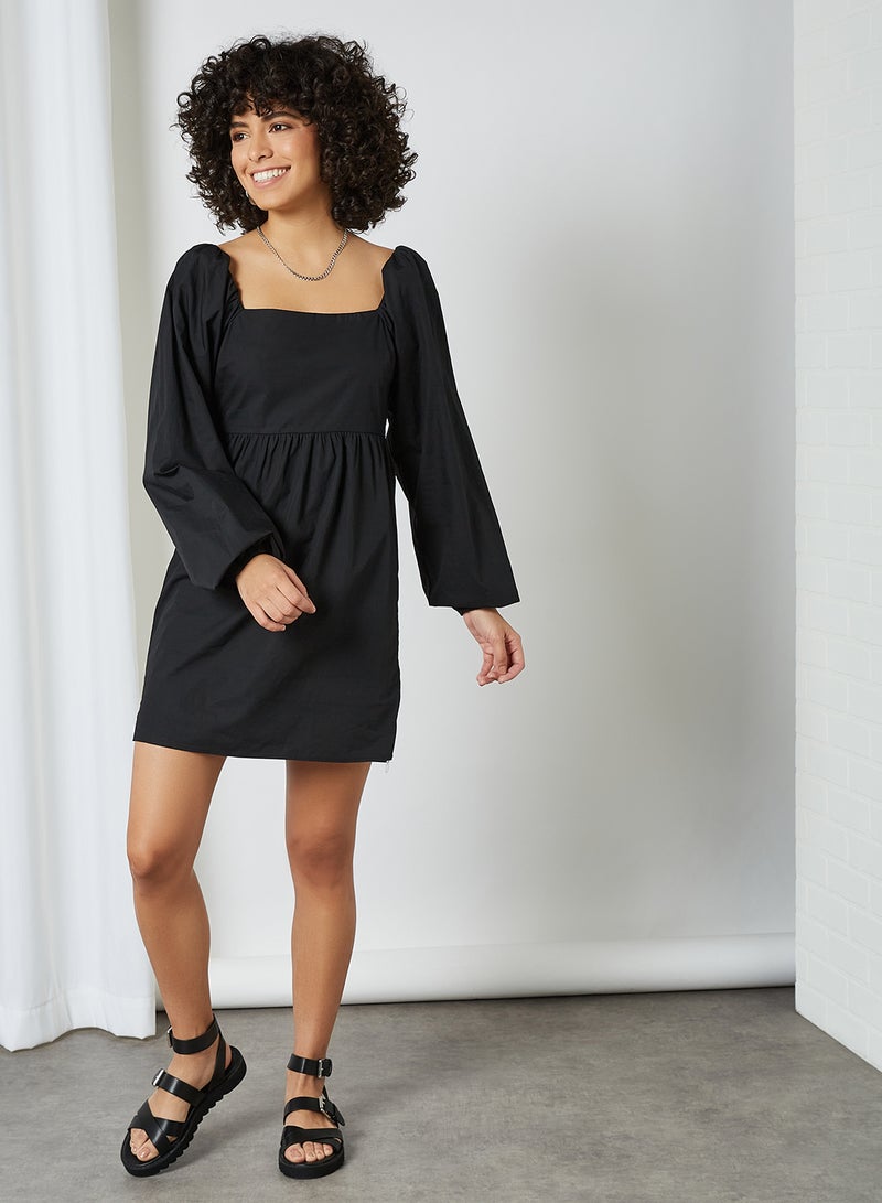 Puff Sleeve Mini Dress Black - v1616748667/N45284219V_3