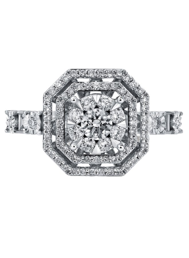 18K White Gold Diamond Studded Ring 