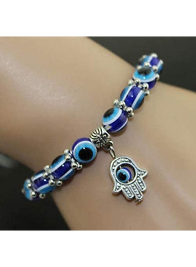 Blue Evil Eye Beads Stretch Bracelets Fatima Hand Pendant Hamas Fashion Jewelry  - Image 2