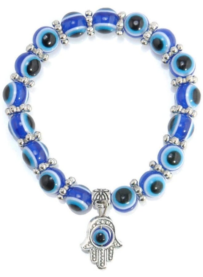 Blue Evil Eye Beads Stretch Bracelets Fatima Hand Pendant Hamas Fashion Jewelry  - Image 1