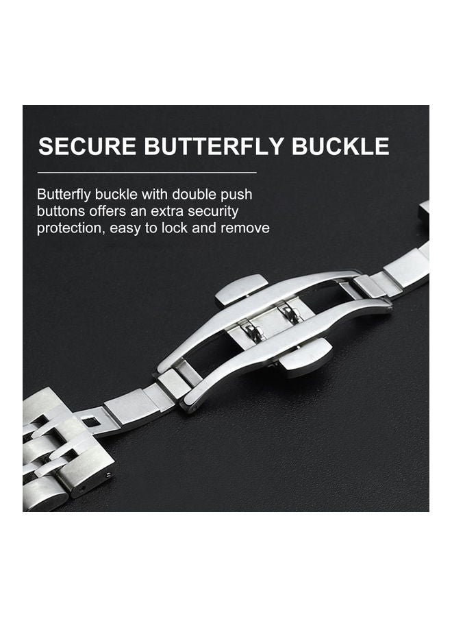 Generic - Replacement Stainless Steel Band For Smartwatch Black/Silver - Image 1