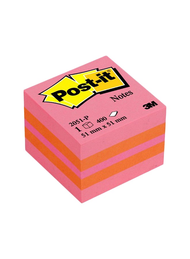 ثري ام أوراق ملاحظات لاصقة بتصميم قابل للإزالة من 400 ورقة الوردي/البرتقالي