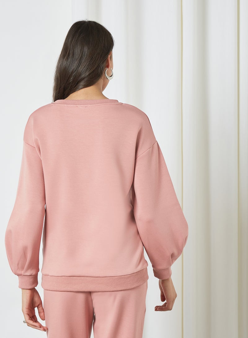 ANOTAH - Plain Sweatshirt Pink - Image 1