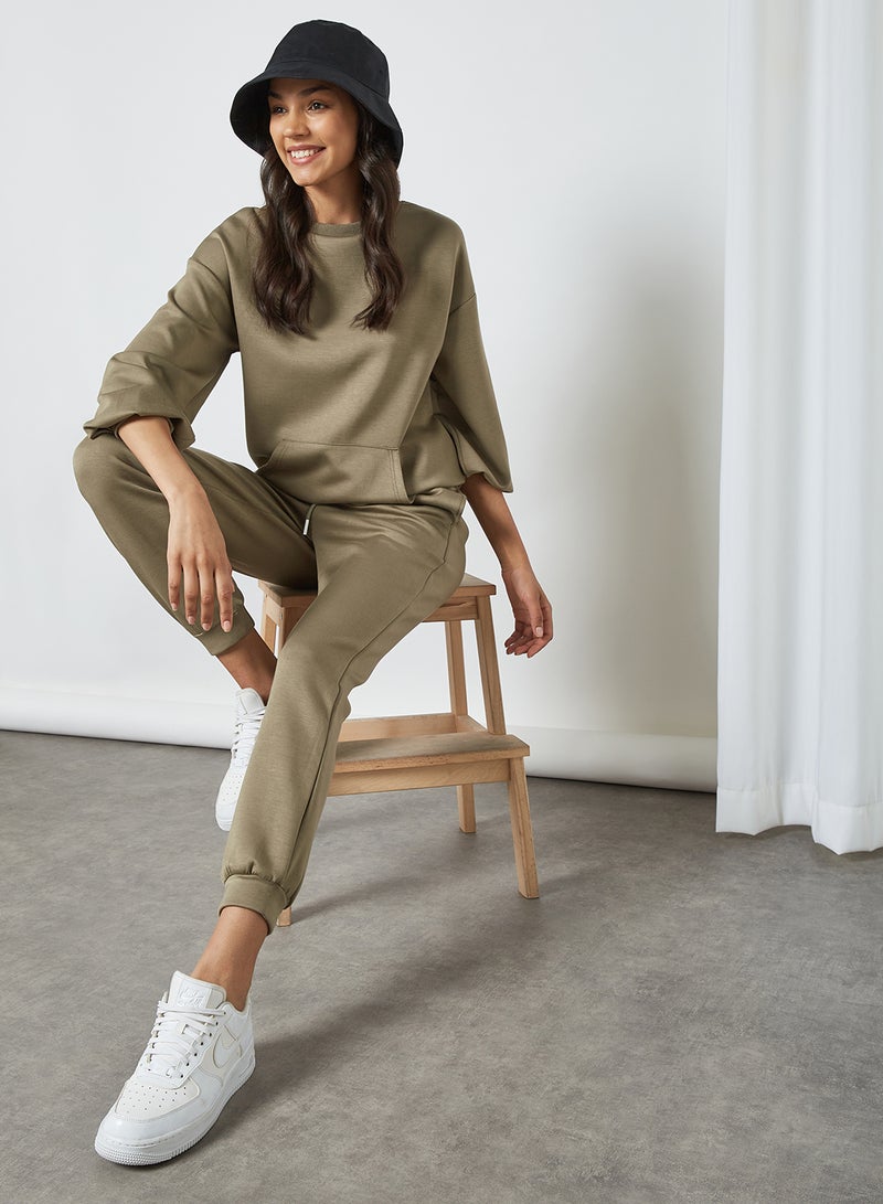 ANOTAH - French Terry Sweatpants Khaki - Image 1