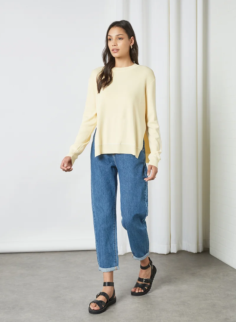 ANOTAH Longline Double-Layered Blouse Cream
