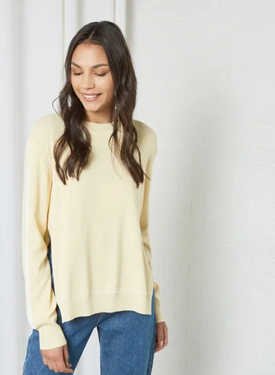 ANOTAH Longline Double-Layered Blouse Cream