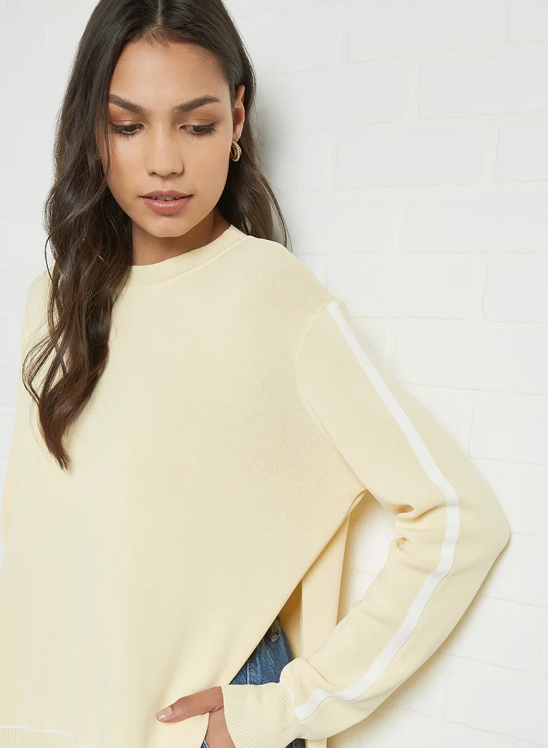 ANOTAH Longline Double-Layered Blouse Cream