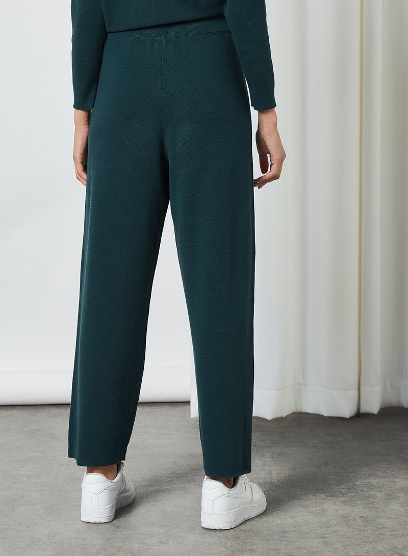 ANOTAH Wide Leg Trousers Petrol-Green  - Image 2