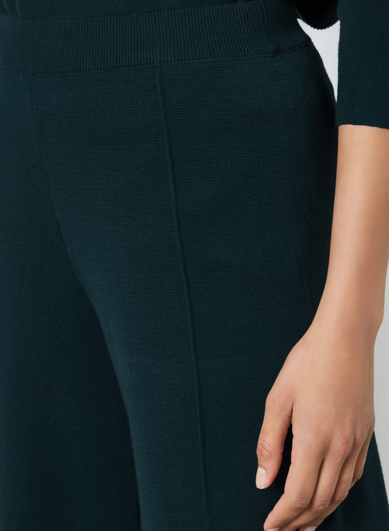 ANOTAH Wide Leg Trousers Petrol-Green  - Image 4