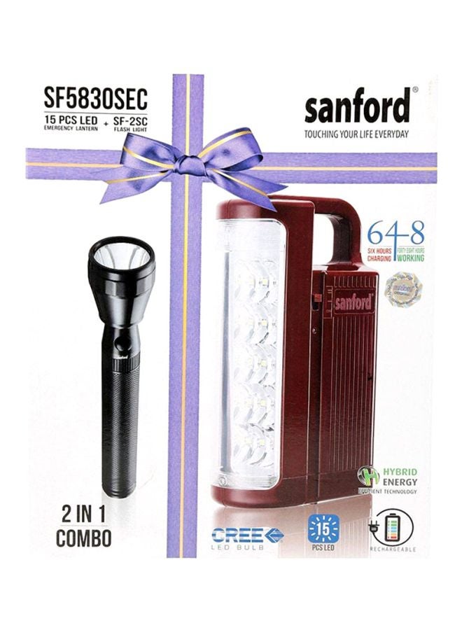 سانفورد طقم مصباح طوارئ وكشاف يدوي أحمر وأسود - Image 2