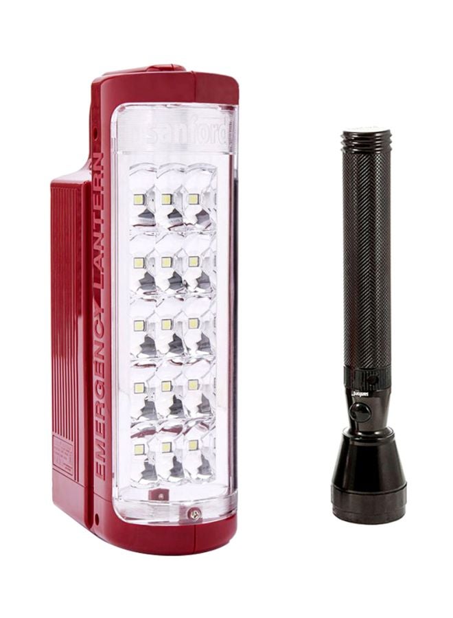 سانفورد طقم مصباح طوارئ وكشاف يدوي أحمر وأسود - Image 1
